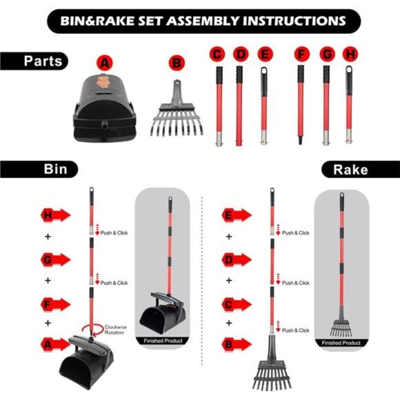 Pooper Scooper Large Swivel Bin & Rake for Large & Small Dogs Non-Breakable - Picture 7 of 7